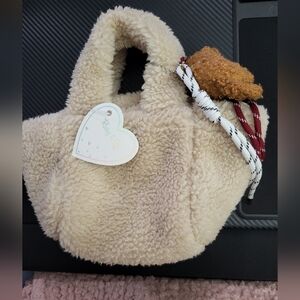 Nwt Ruby & Ry Cream Teddy Bear Fleece Handbag